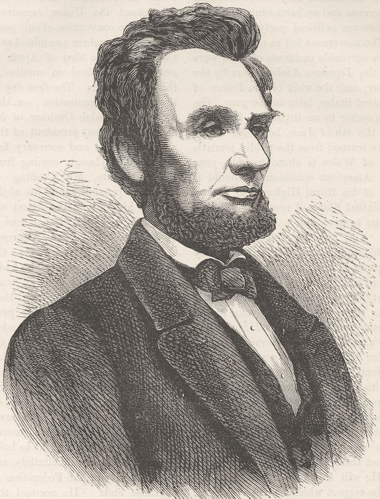 USA. Abraham Lincoln c1880 old antique vintage print picture